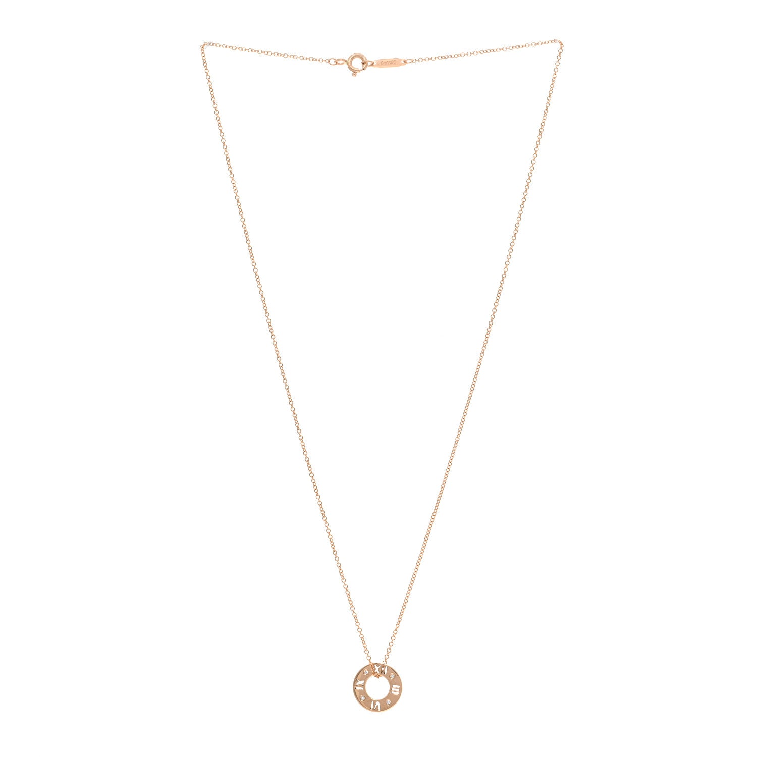 Tiffany 18K Rose Gold Diamond Atlas Pierced Pendant Necklace 3 of 6