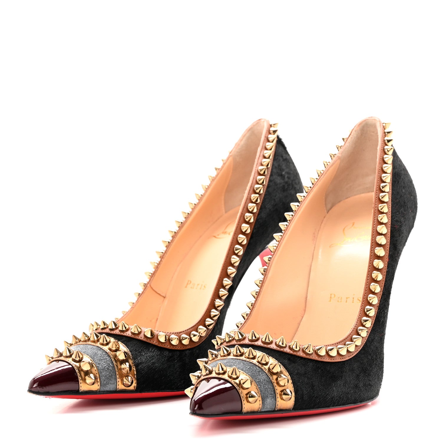 Christian Louboutin Pony Hair Malabar Hill Spikes 100 Pumps 38.5 Black 3 of 15