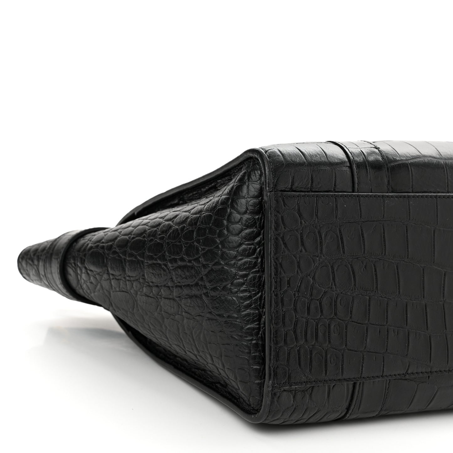 Crocodile Embossed Calfskin Small Zipped Bayswater Black