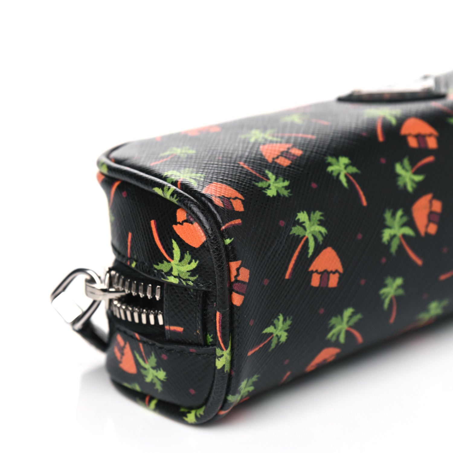 Prada Saffiano Palm Tree Print Pouch Black 5 of 8