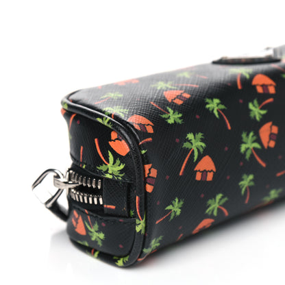 Prada Saffiano Palm Tree Print Pouch Black 5 of 8