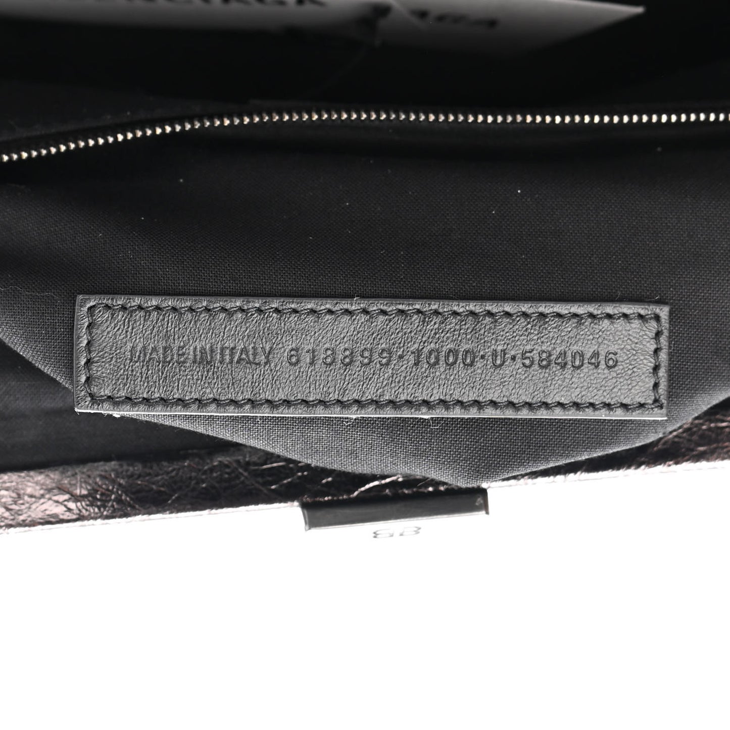 Metallic Textured Calfskin Logo XL Cloud Clutch Black