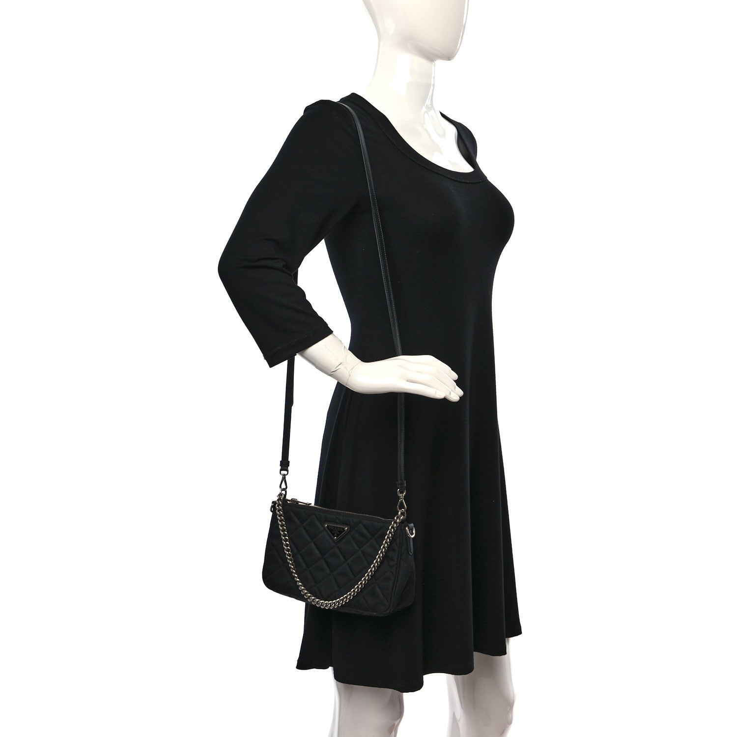 Prada Nylon Tessuto Impuntu Quilted Crossbody Bag Black 2 of 11