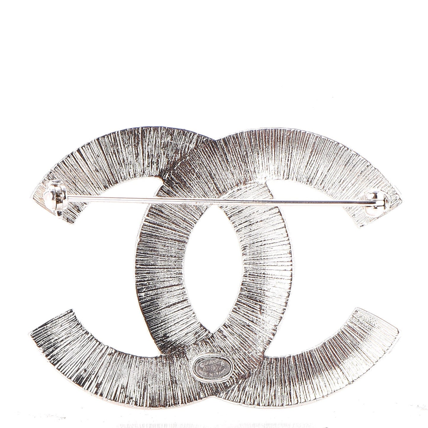 Baguette Crystal CC Brooch Silver