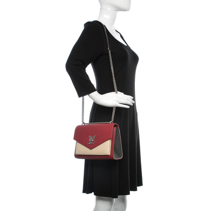 Louis Vuitton Soft Calfskin Mylockme Chain Bag BB Lie De Vin Etain Creme 2 of 8