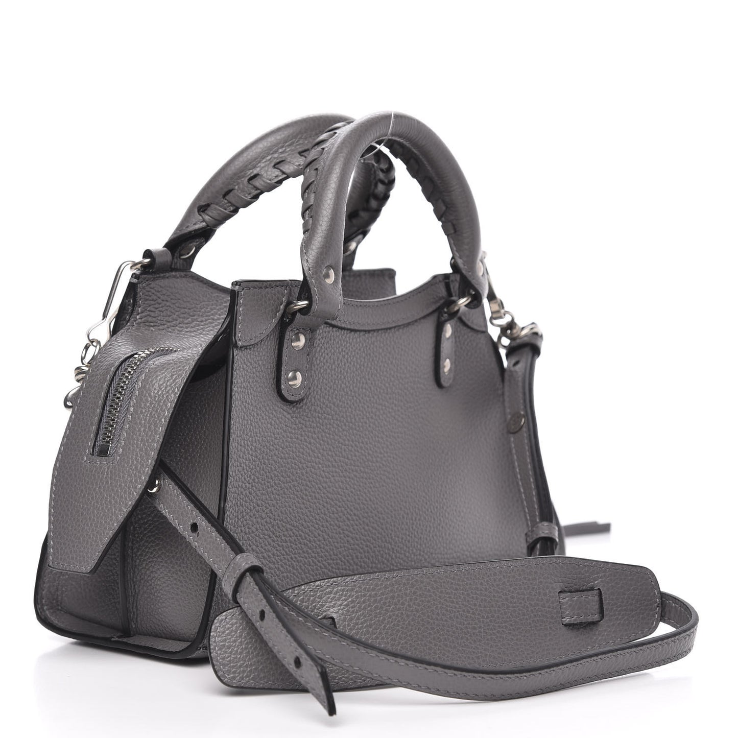 Grained Calfskin Neo Classic Silver Hardware Mini City Dark Grey