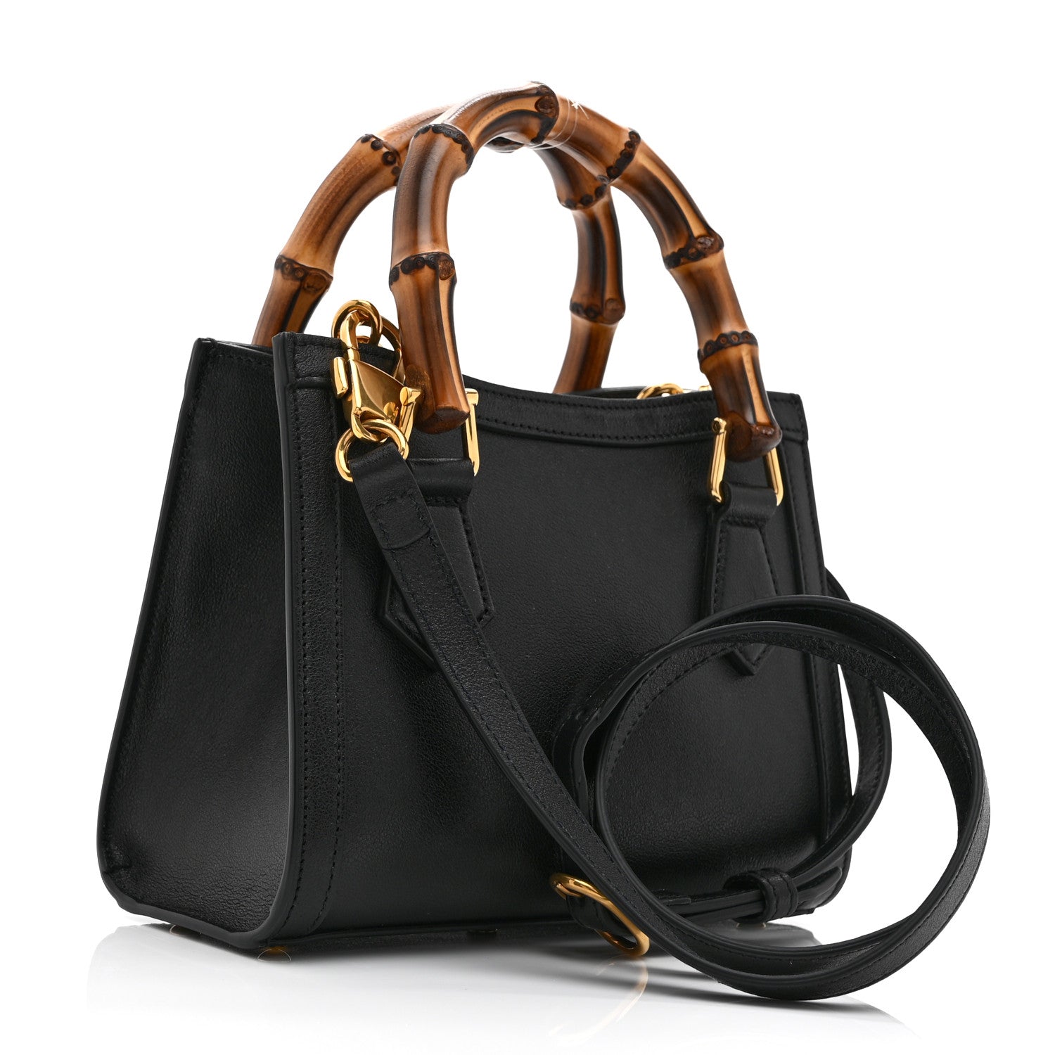 Gucci Wonka Grain Calfskin Mini Diana Tote Bag Black Yellow Fluo 3 of 11
