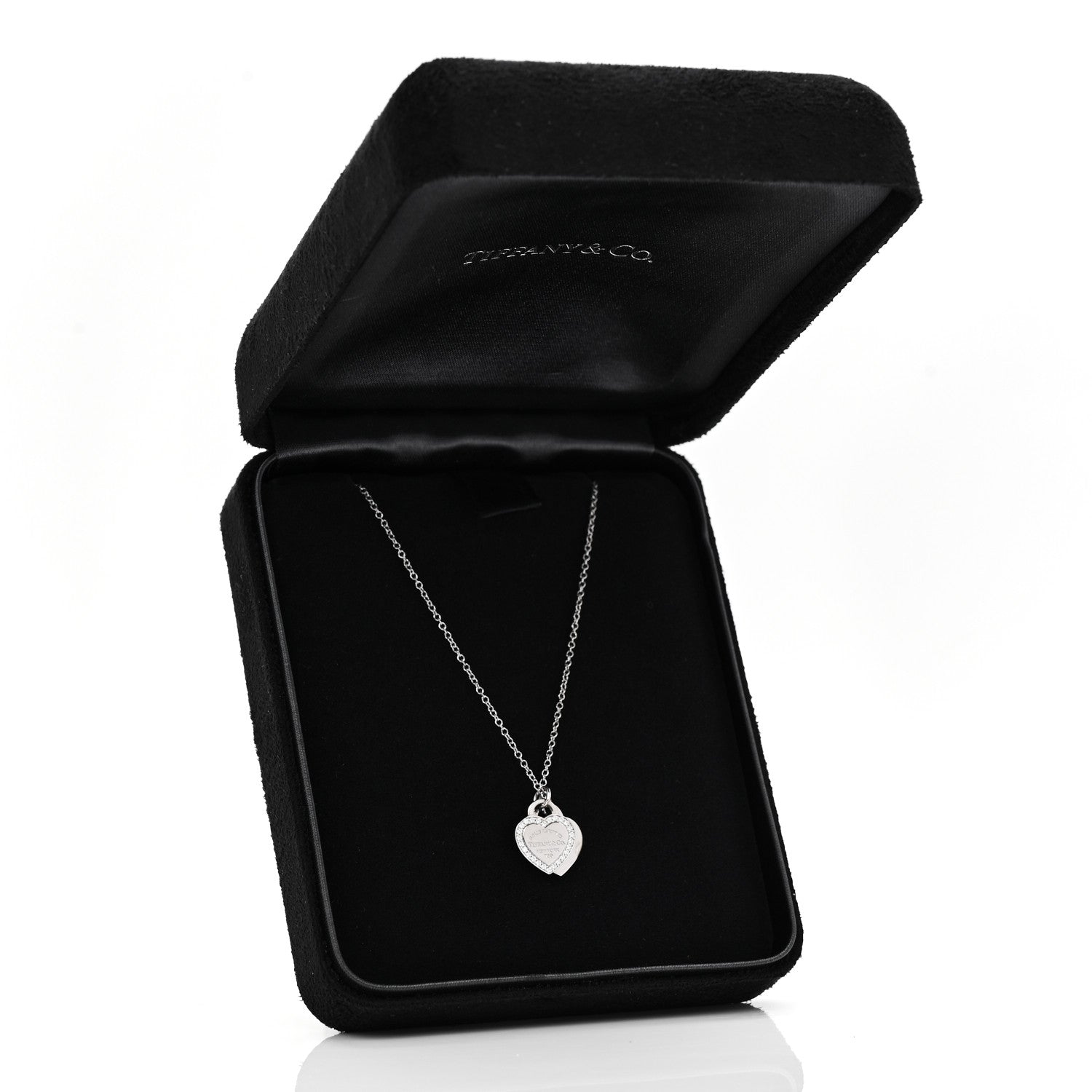 Tiffany 18K White Gold Diamond Mini Return To Tiffany Double Heart