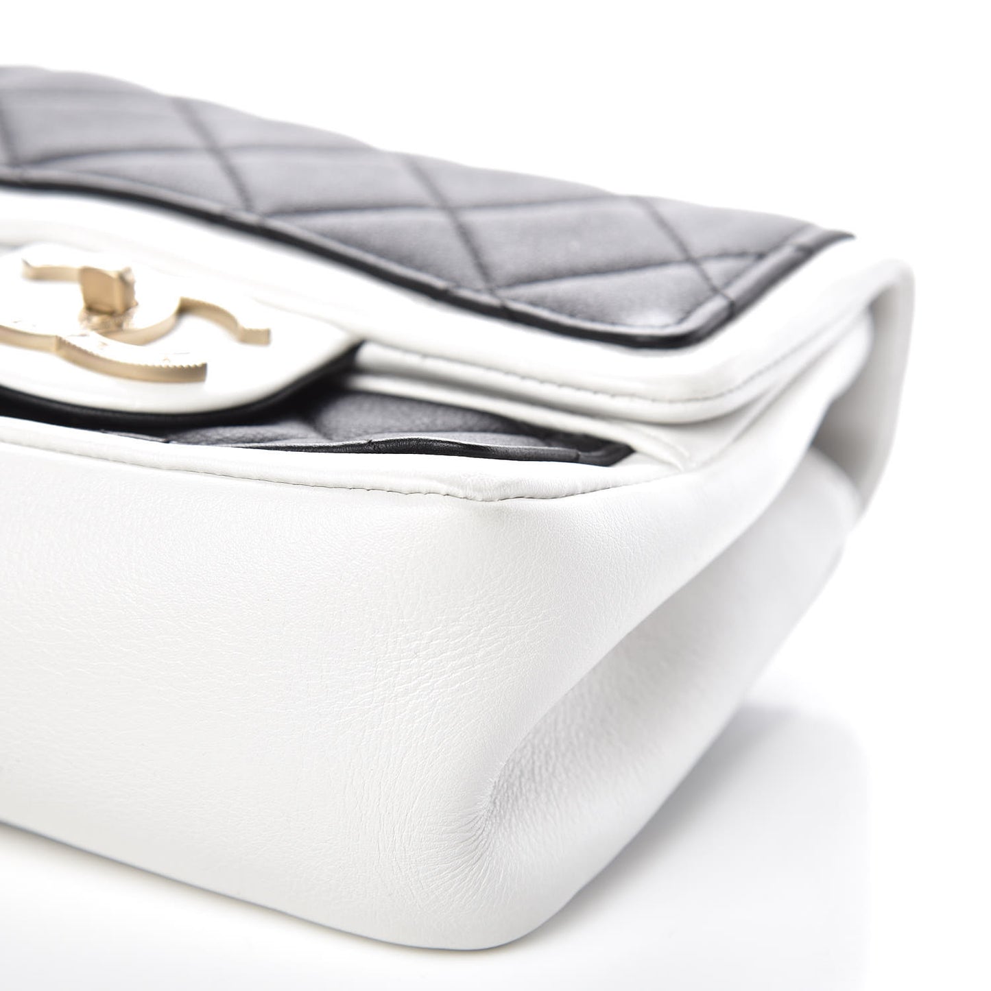 Lambskin Quilted Graphic Mini Flap Bag Black White