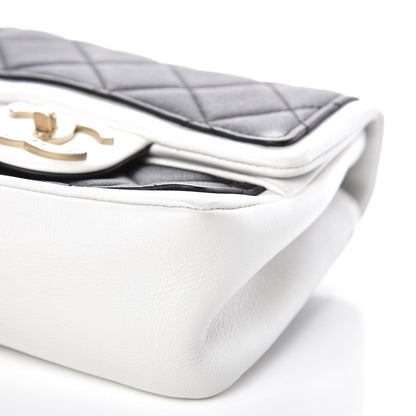 Chanel Lambskin Quilted Graphic Mini Flap Bag Black White 9 of 9