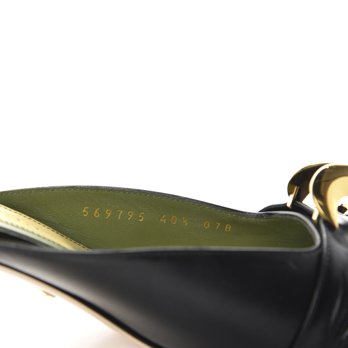 Malaga Kid Half Moon GG Square Toe Slide Sandals 40.5 Black