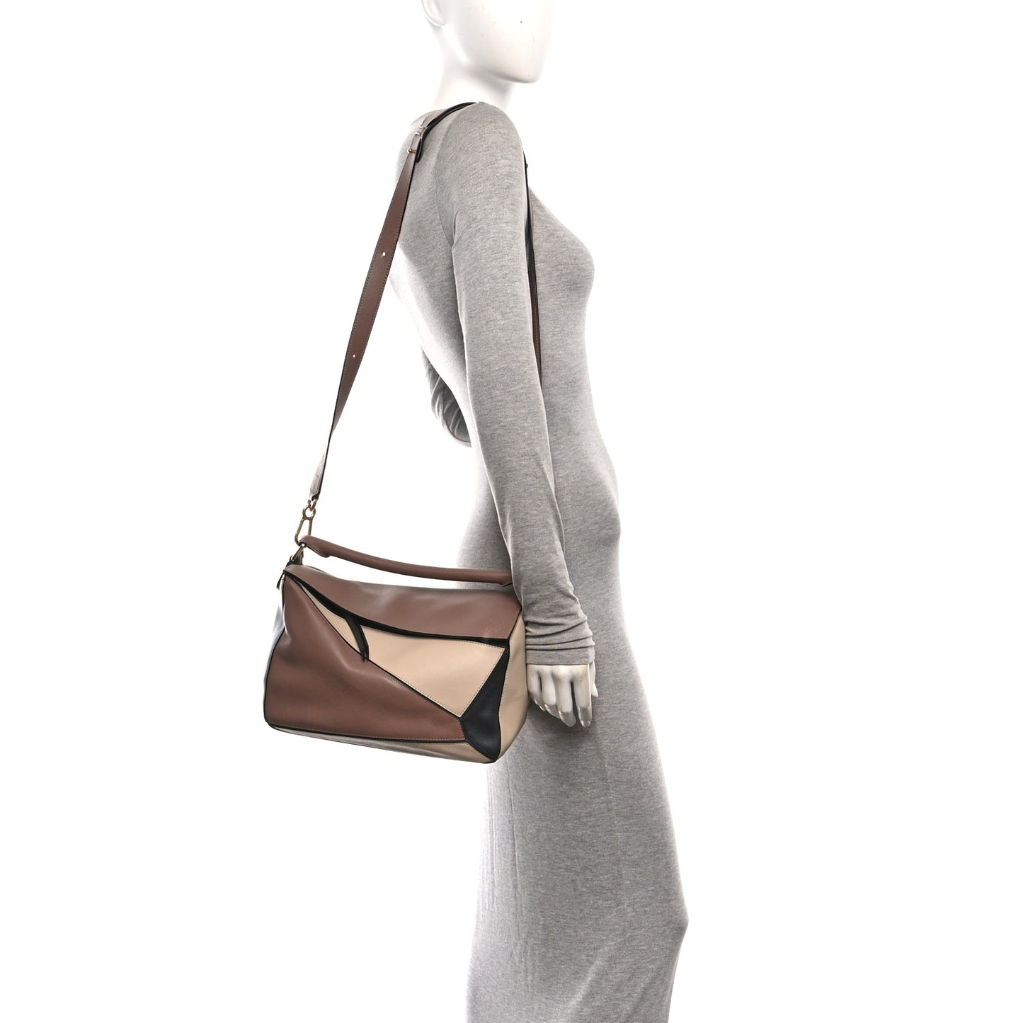 Calfskin Medium Puzzle Bag Sand Hazelnut Ash