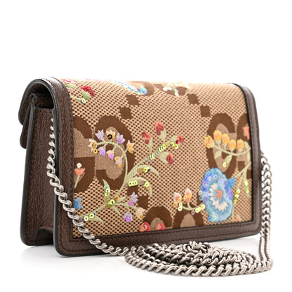 Gucci Monogram Jumbo GG Textured Dollar Calfskin Embroidered Super Mini Dionysus Shoulder Bag Camel Ebony New Acero Multicolor 3 of 9