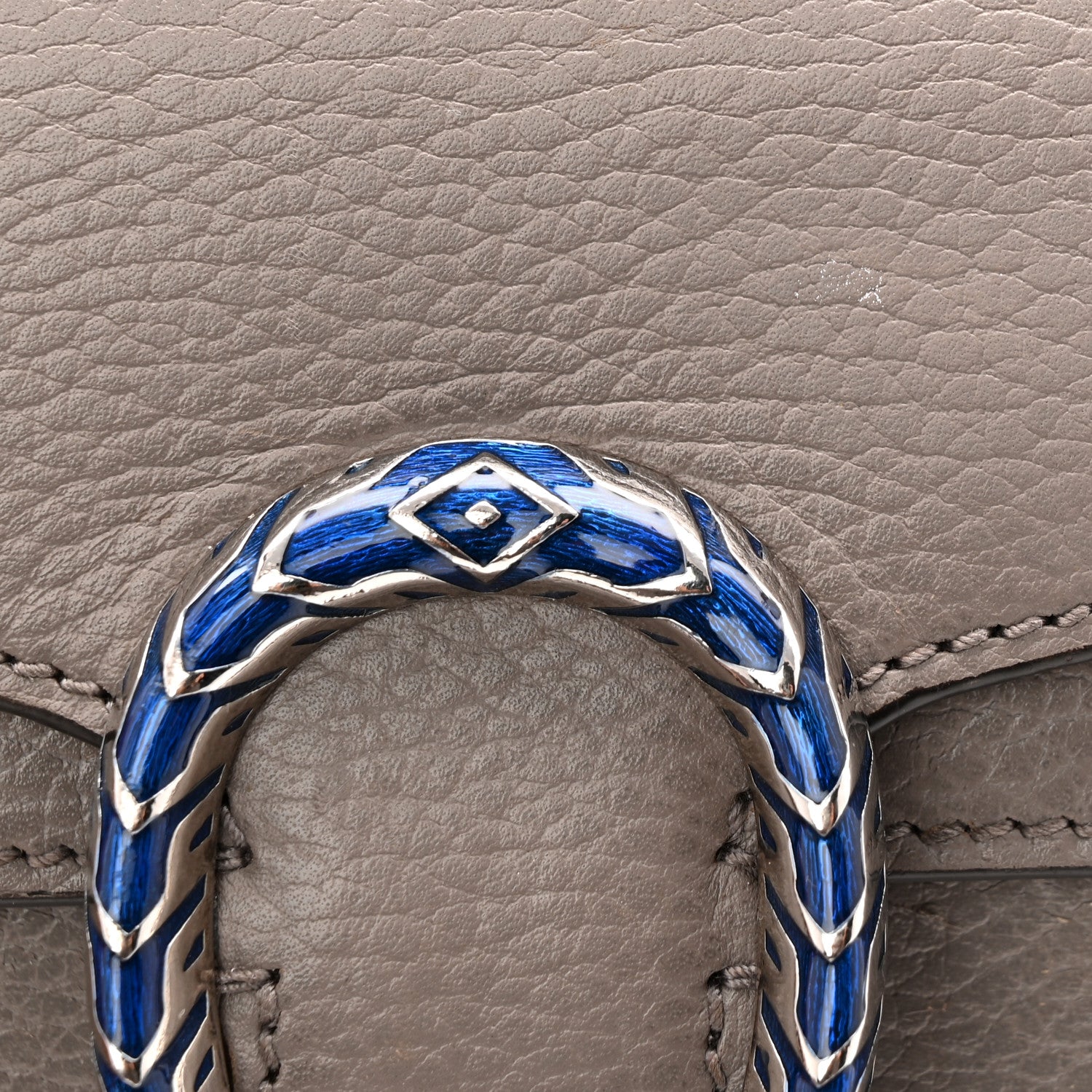 Gucci Dollar Calfskin Enamel Small Dionysus Shoulder Bag Dusty Grey Electric Blue 11 of 11