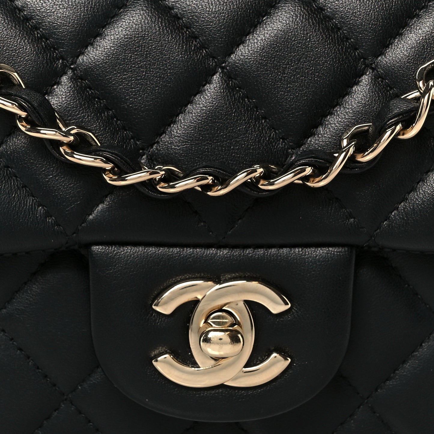 Lambskin Quilted Mini Rectangular Flap Black