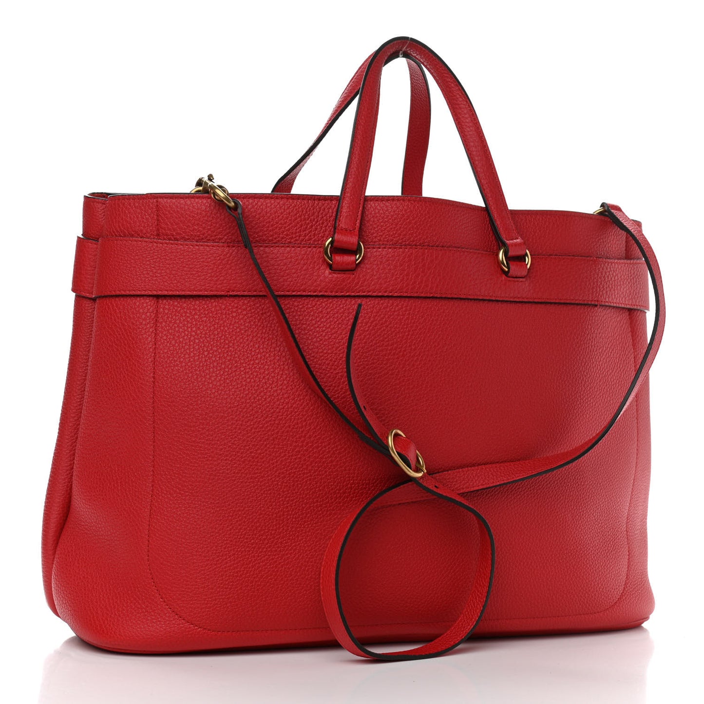 Textured Calfskin Large Bright Bit Tote Red