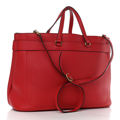 Gucci Textured Calfskin Large Bright Bit Tote Red 4 of 13