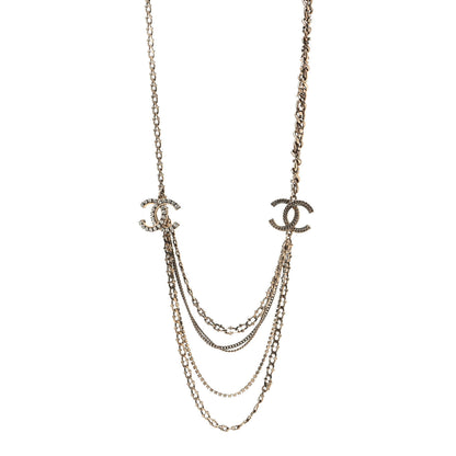 Chanel Crystal CC Multi Strand Necklace Gold 1 of 4