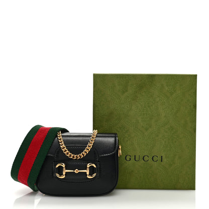 Gucci Azalea Calfskin Web Horsebit 1955 Wallet On Strap Black 11 of 11