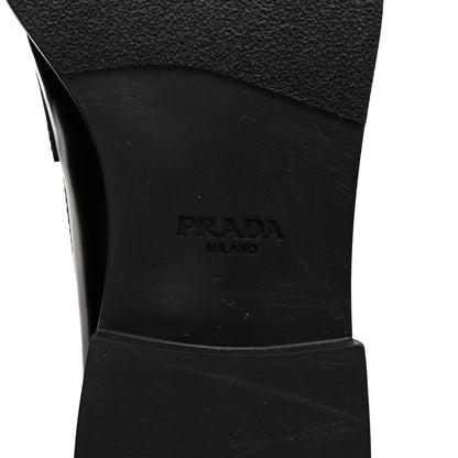 Prada Spazzolato Metal Triangle Logo Loafers 36 Black 7 of 10