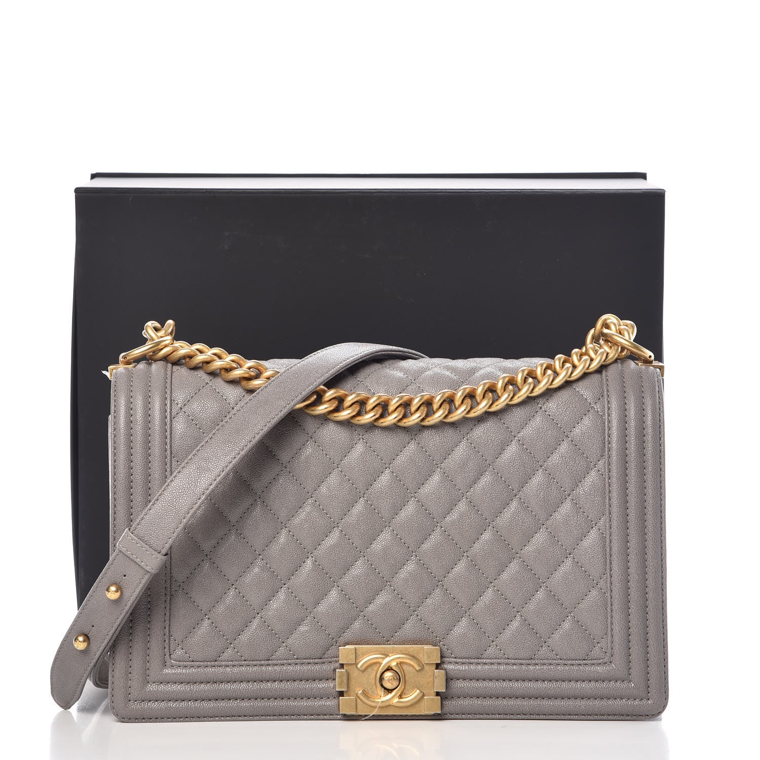 Chanel Caviar Quilted New Medium Boy Flap Grey 10 of 10