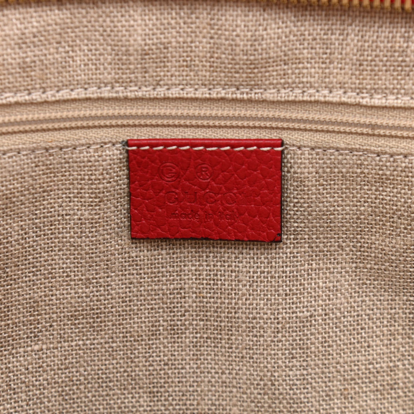 Monogram Bree Zippered Tote Beige Red