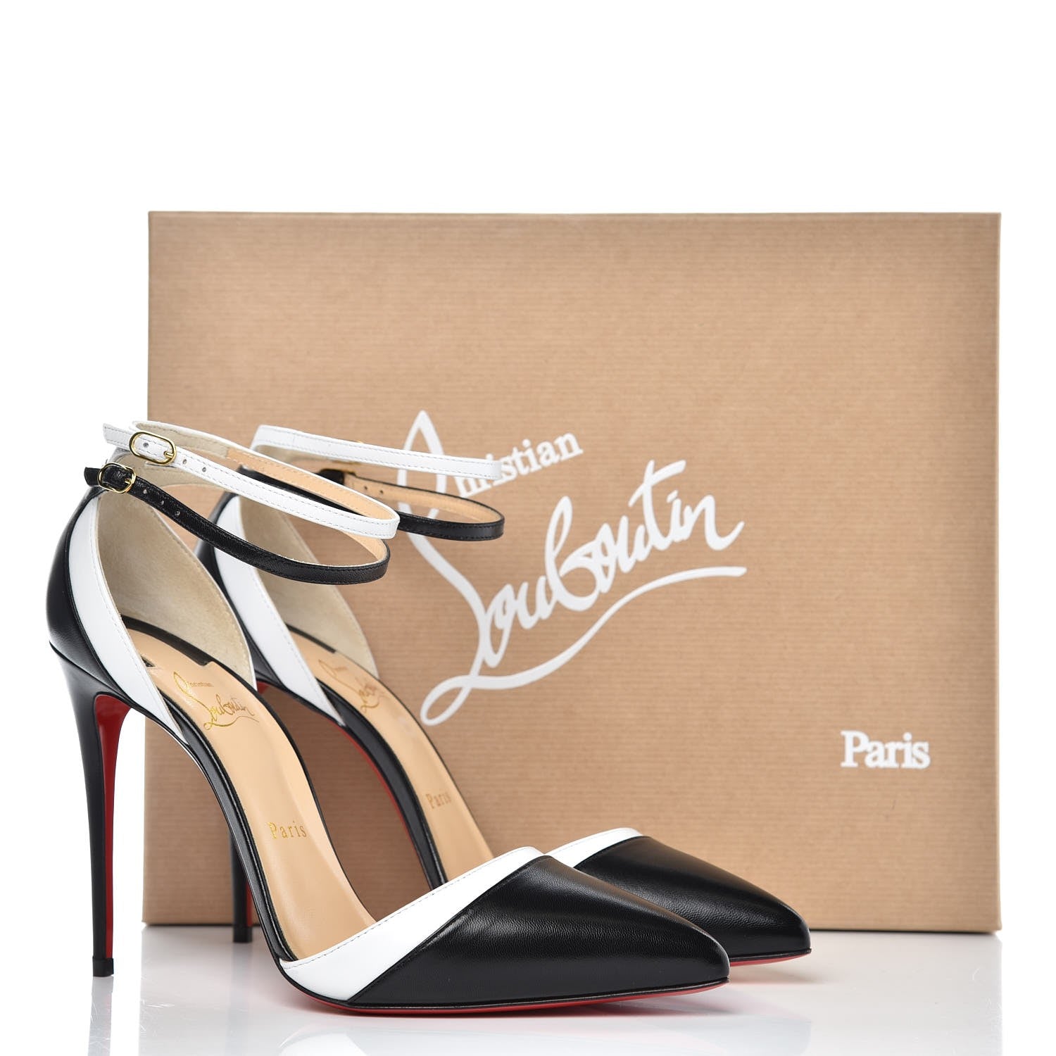 Christian Louboutin Kid Uptown Double 100 Pumps 39.5 Black Latte 8 of 8