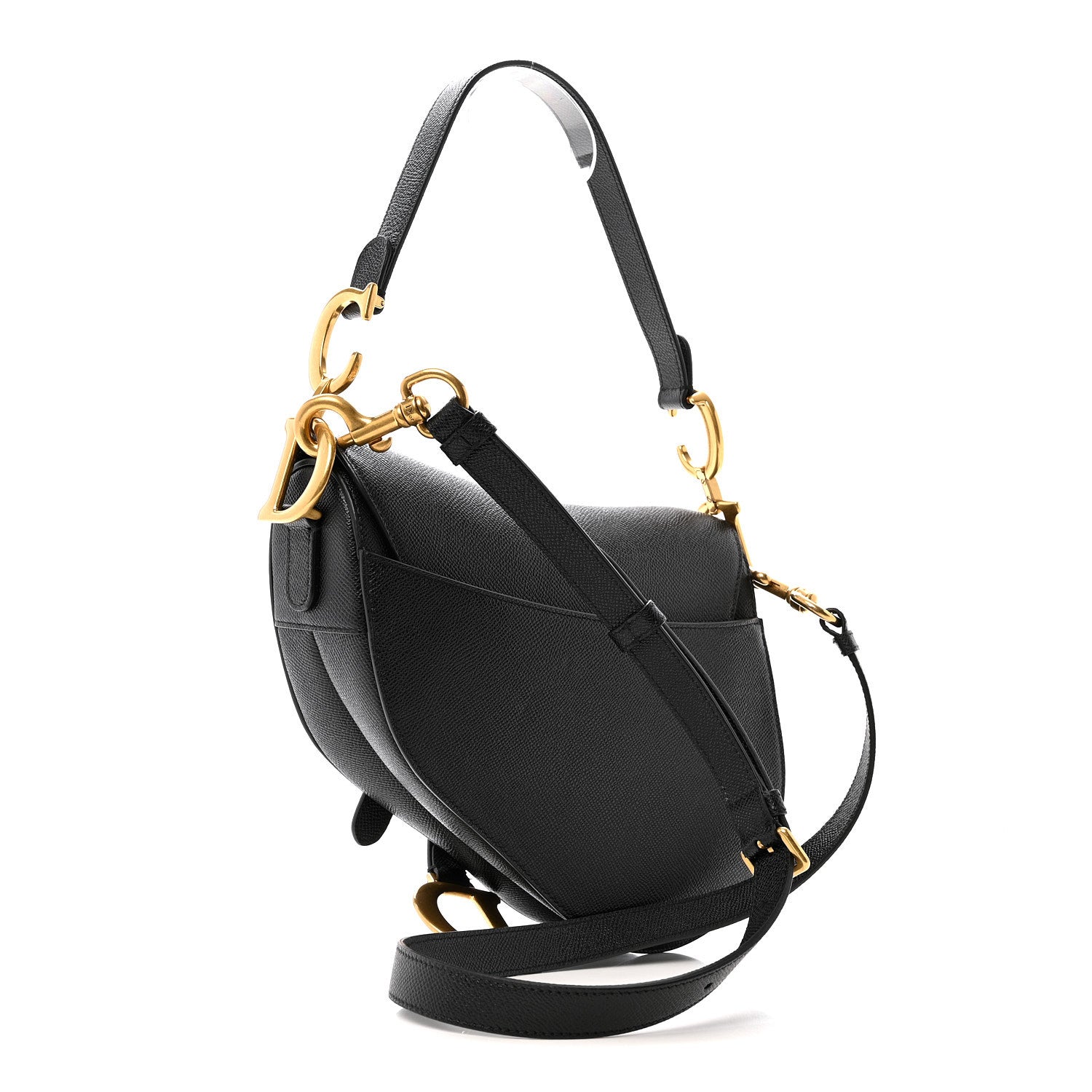 Christian Dior Grained Calfskin Saddle Bag With Strap Black 3 of 14