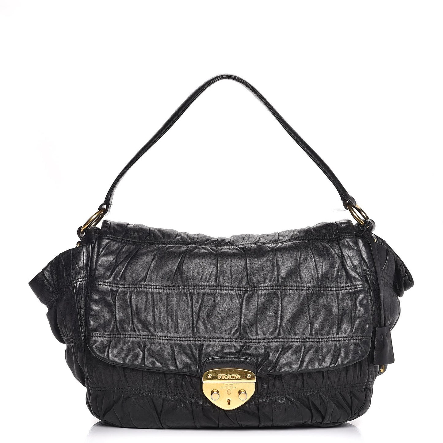 Nappa Dressy Gaufre Flap Bag Black