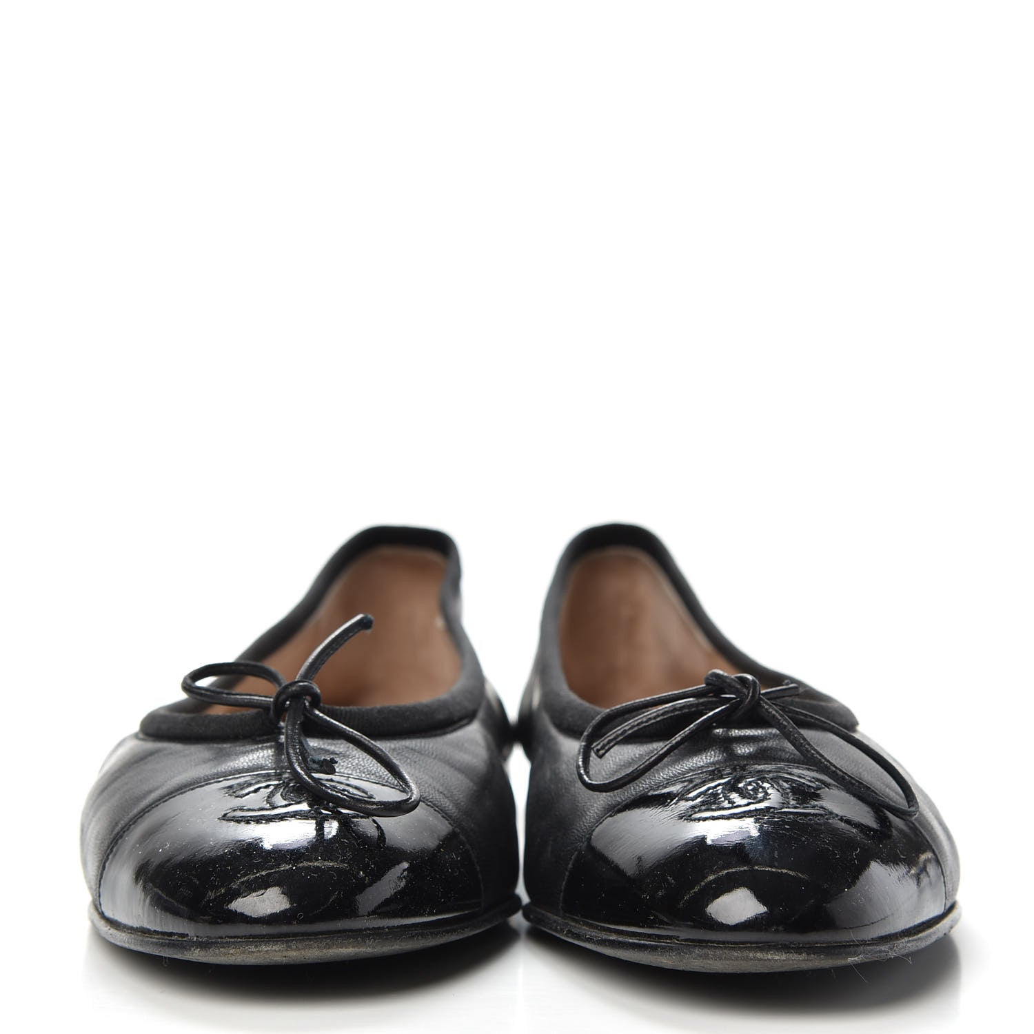 Chanel Lambskin Patent Cap Toe Ballerina Flats 40 Black 2 of 12