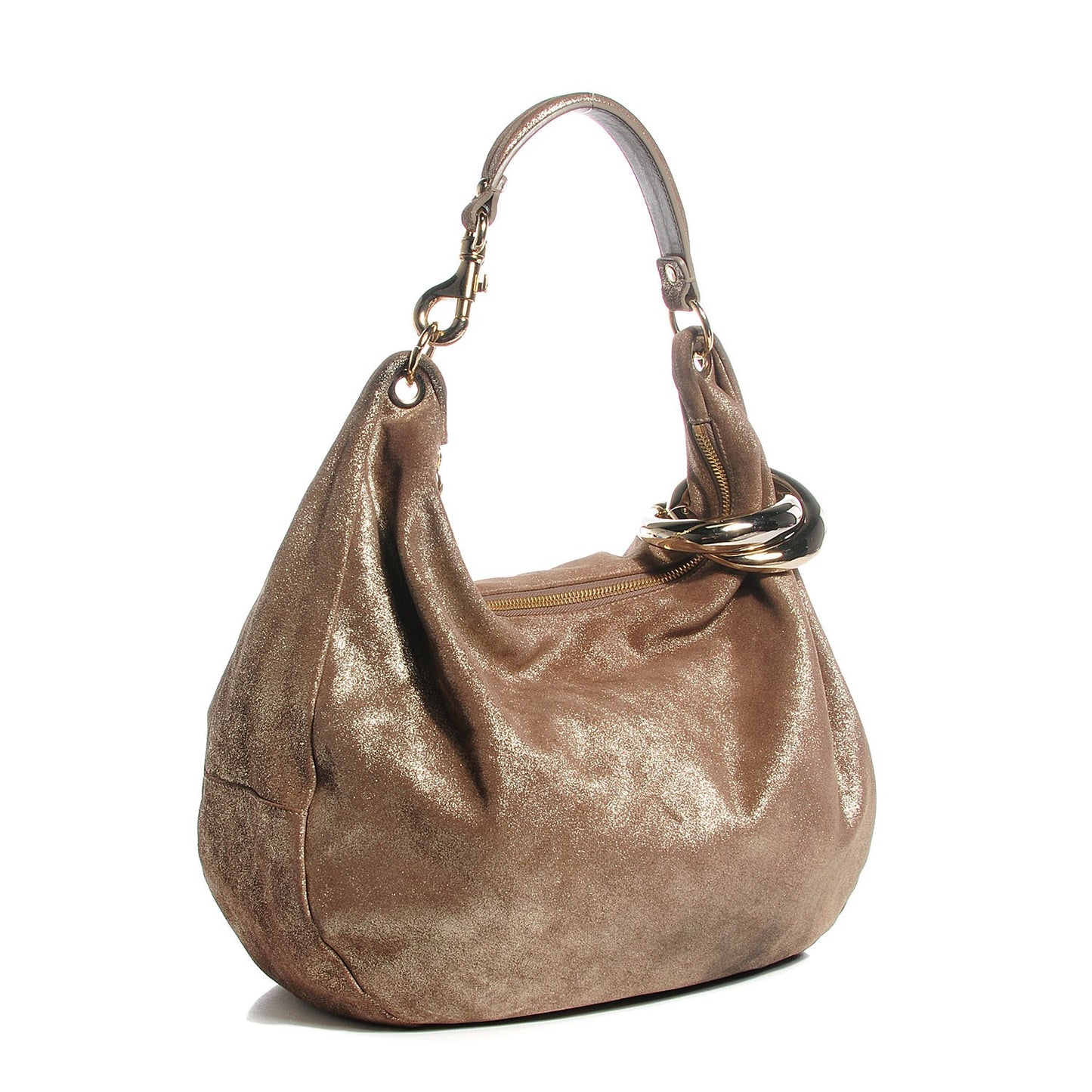 Suede Large Solar Hobo Metallic Gold