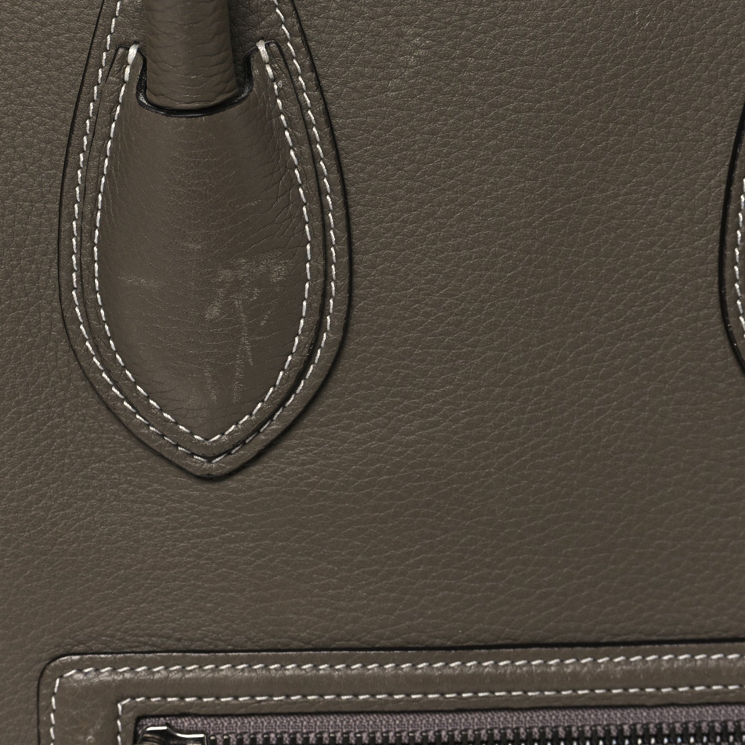 Celine Drummed Calfskin Mini Luggage Souris 10 of 10
