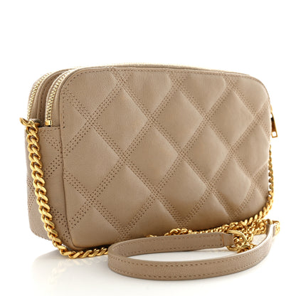 Saint Laurent Grained Lambskin Quilted Mini Becky Double Zip Bag Natural Tan 3 of 16