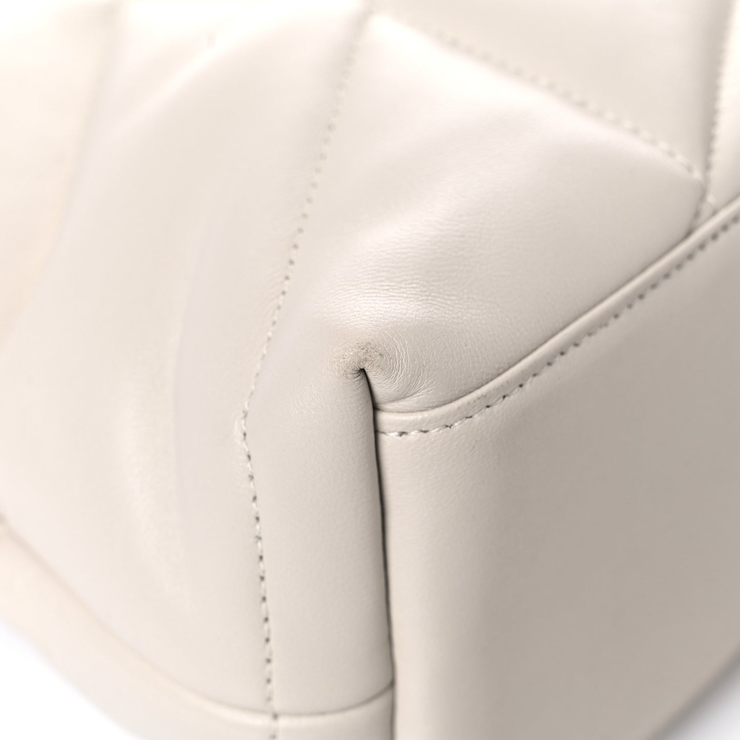 Lambskin Quilted Small Loulou Puffer Monogram Chain Satchel Blanc Vintage