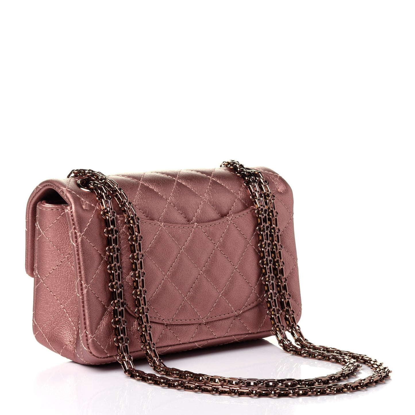 Metallic Grained Calfskin Quilted 2.55 Reissue Mini Flap Copper Pink