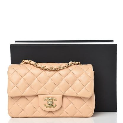Chanel Lambskin Quilted Mini Rectangular Flap Beige 10 of 10