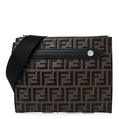 Fendi Vitello Century Bi-Color FF 1974 Embossed Messenger Maya Black 1 of 9