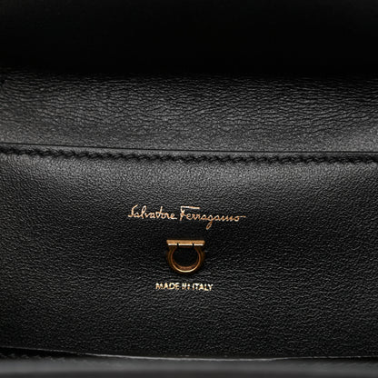 Salvatore Ferragamo Calfskin Trifolio Kuban Beige Black 6 of 9