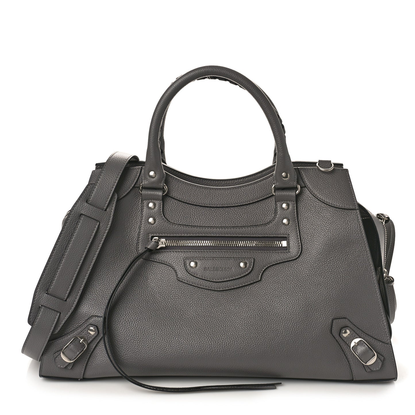 Grained Calfskin Neo Classic Silver Hardware Medium City Dark Grey