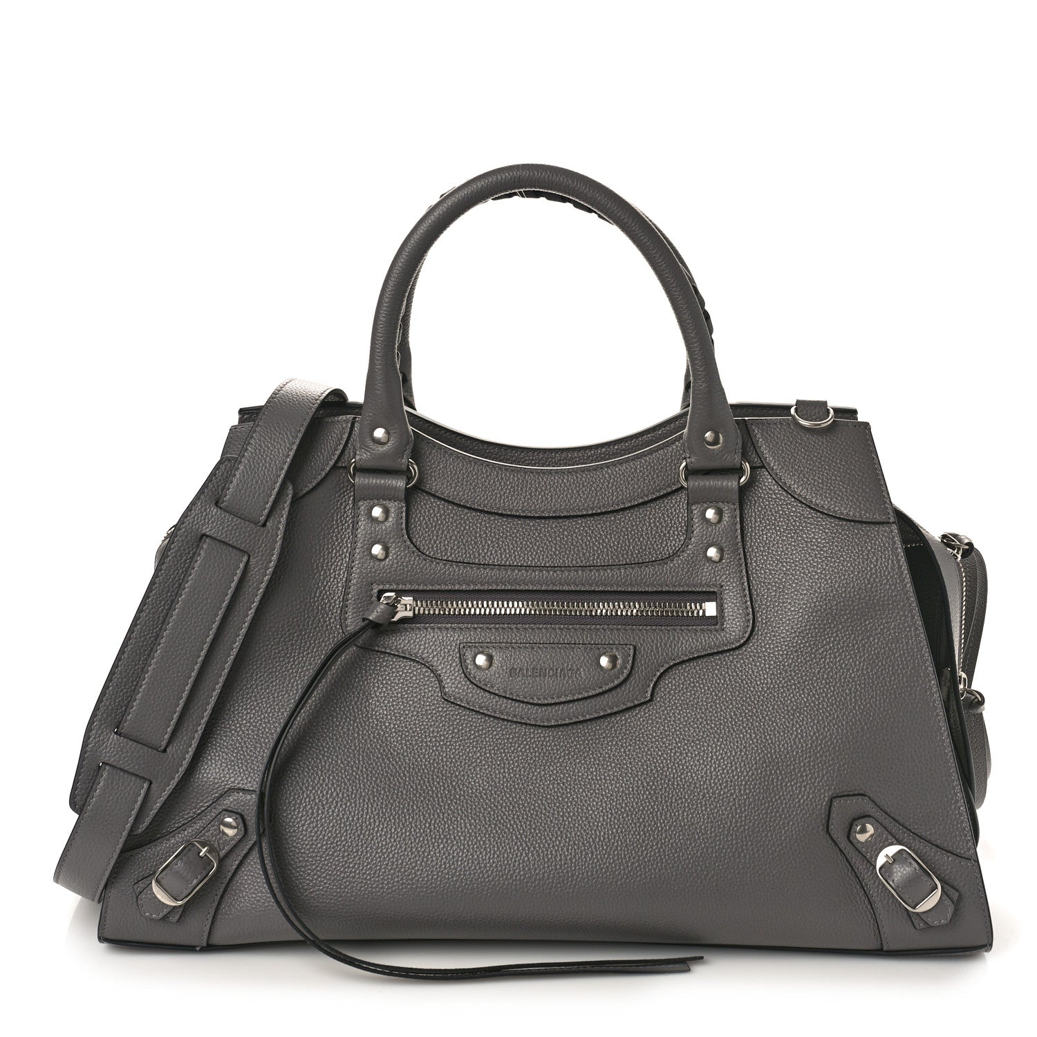 Balenciaga Grained Calfskin Neo Classic Silver Hardware Medium City Dark Grey 1 of 8