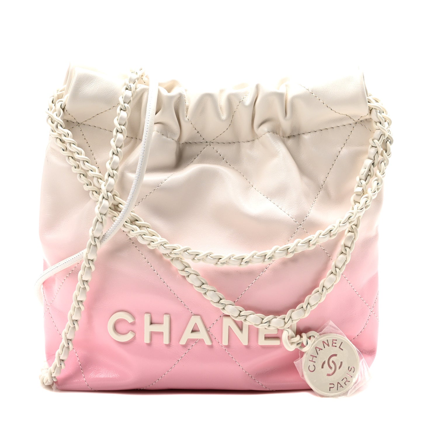Patent Gradient Calfskin Quilted Mini Chanel 22 White Light Pink