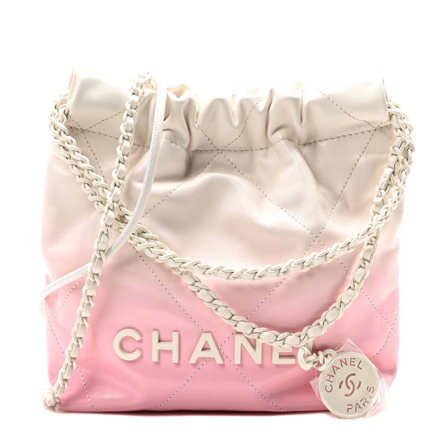 Chanel Patent Gradient Calfskin Quilted Mini Chanel 22 White Light Pink 1 of 11