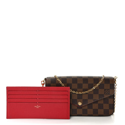 Louis Vuitton Damier Ebene Pochette Felicie Chain Wallet 3 of 14