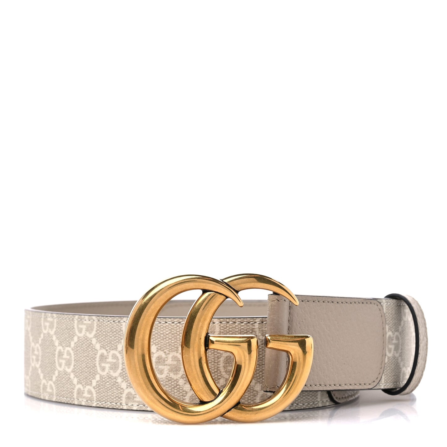 GG Supreme Monogram Textured Calfskin Double G 40mm Belt 75 30 Beige Mystic White Oatmeal