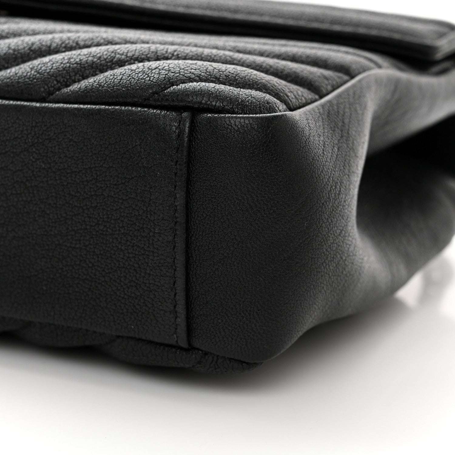 Saint Laurent Sheepskin Matelasse Chevron Monogram Monochrome Medium College Bag Black 11 of 12
