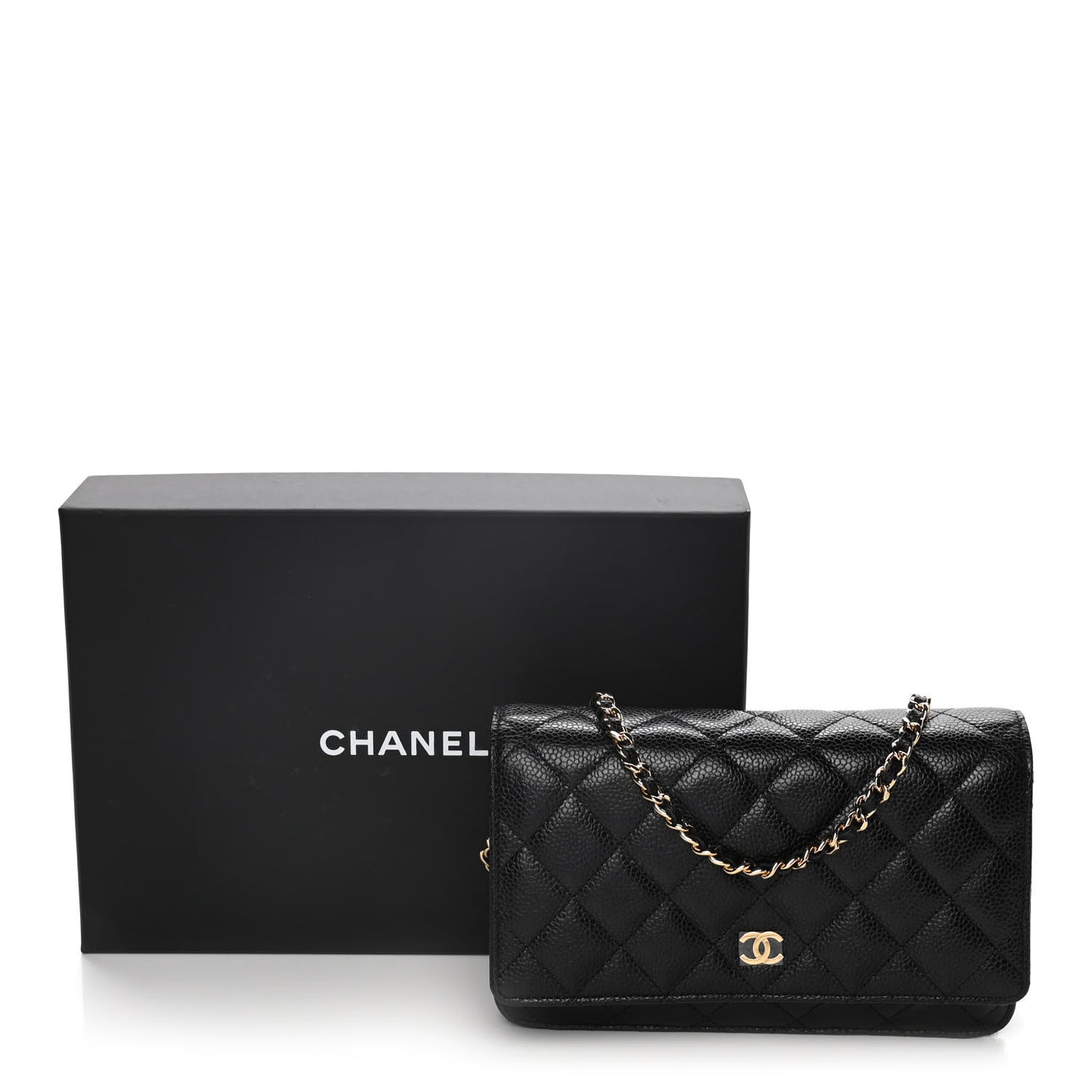 Caviar Quilted Wallet On Chain WOC Black