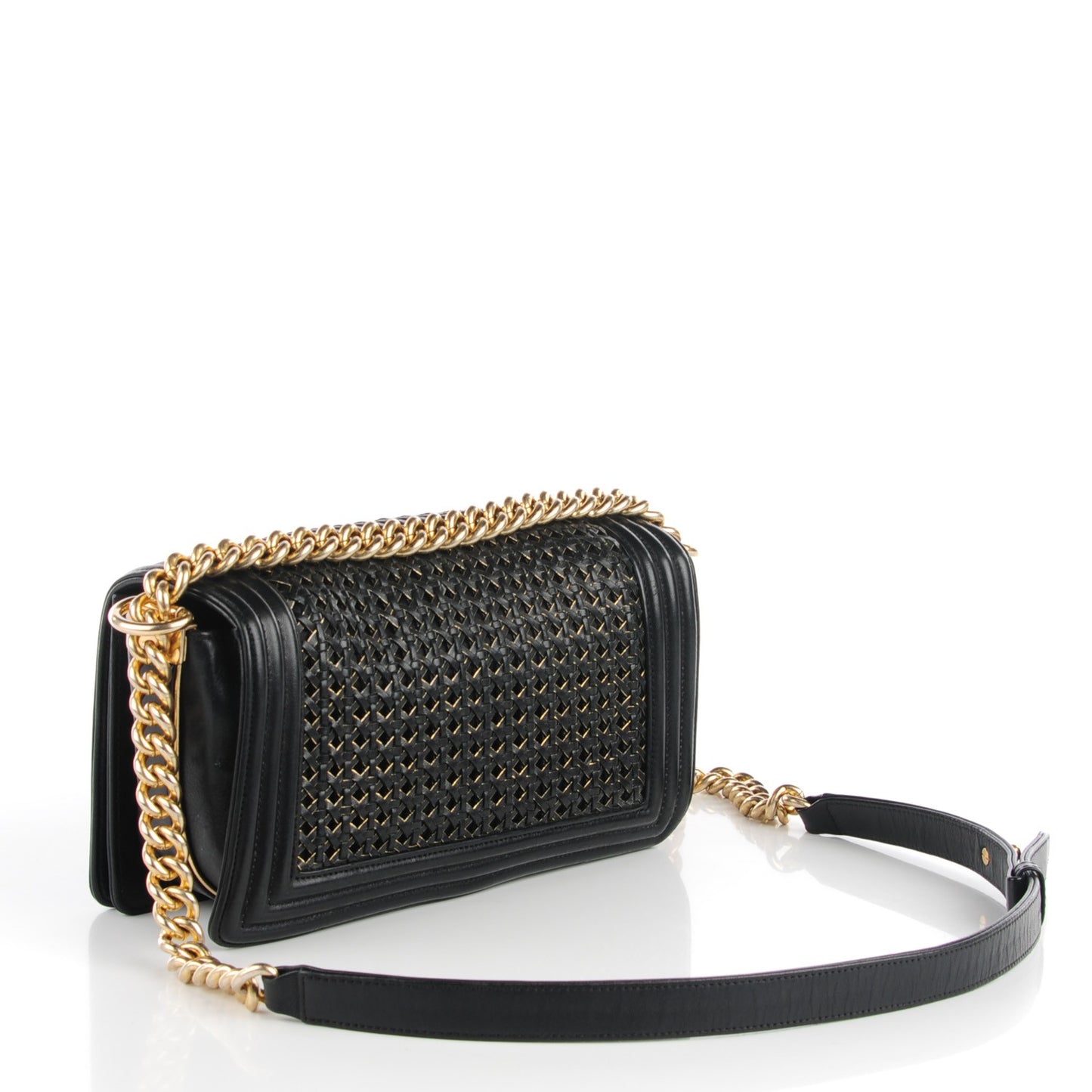 Braided Sheepskin Medium Boy Flap Black