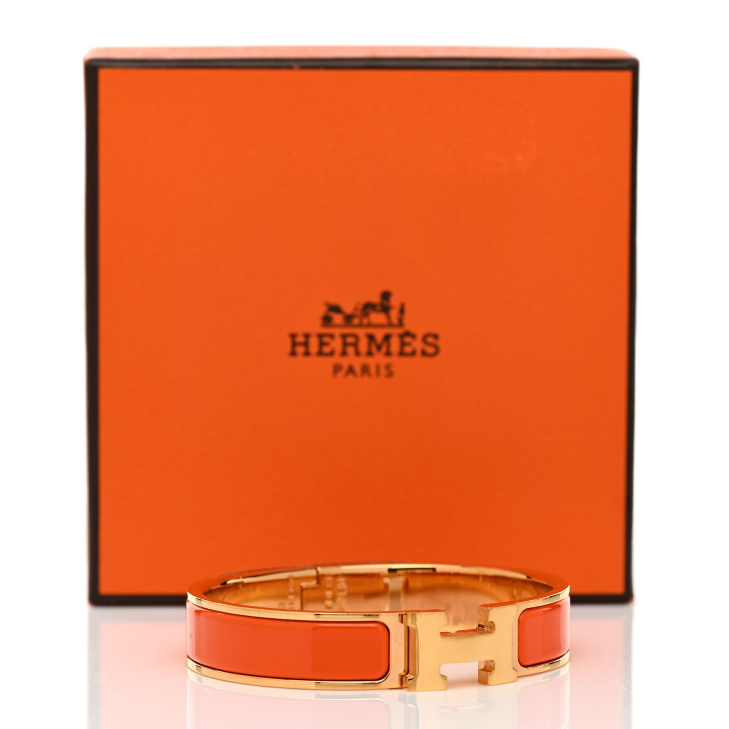 Enamel Narrow Clic Clac H Bracelet PM Orange
