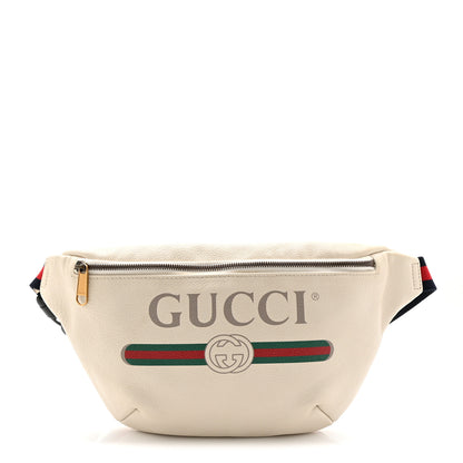 Gucci Grained Calfskin Logo Belt Bag White 1 of 10