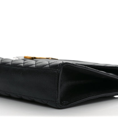 Saint Laurent Grain De Poudre Textured Mixed Matelasse Large Triquilt Monogram Satchel Black 8 of 10